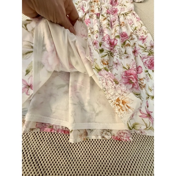 Blu Pepper Smocked Mini Dress L/8/10 Puff Sleeve Square Neck Fit & Flare Cottage - Picture 8 of 11